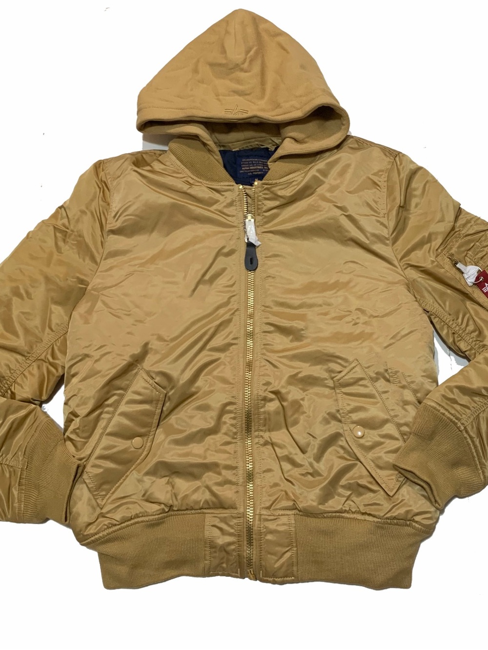 Alpha industries men’s MA-1 nuts Camel blue lining bomber jacket